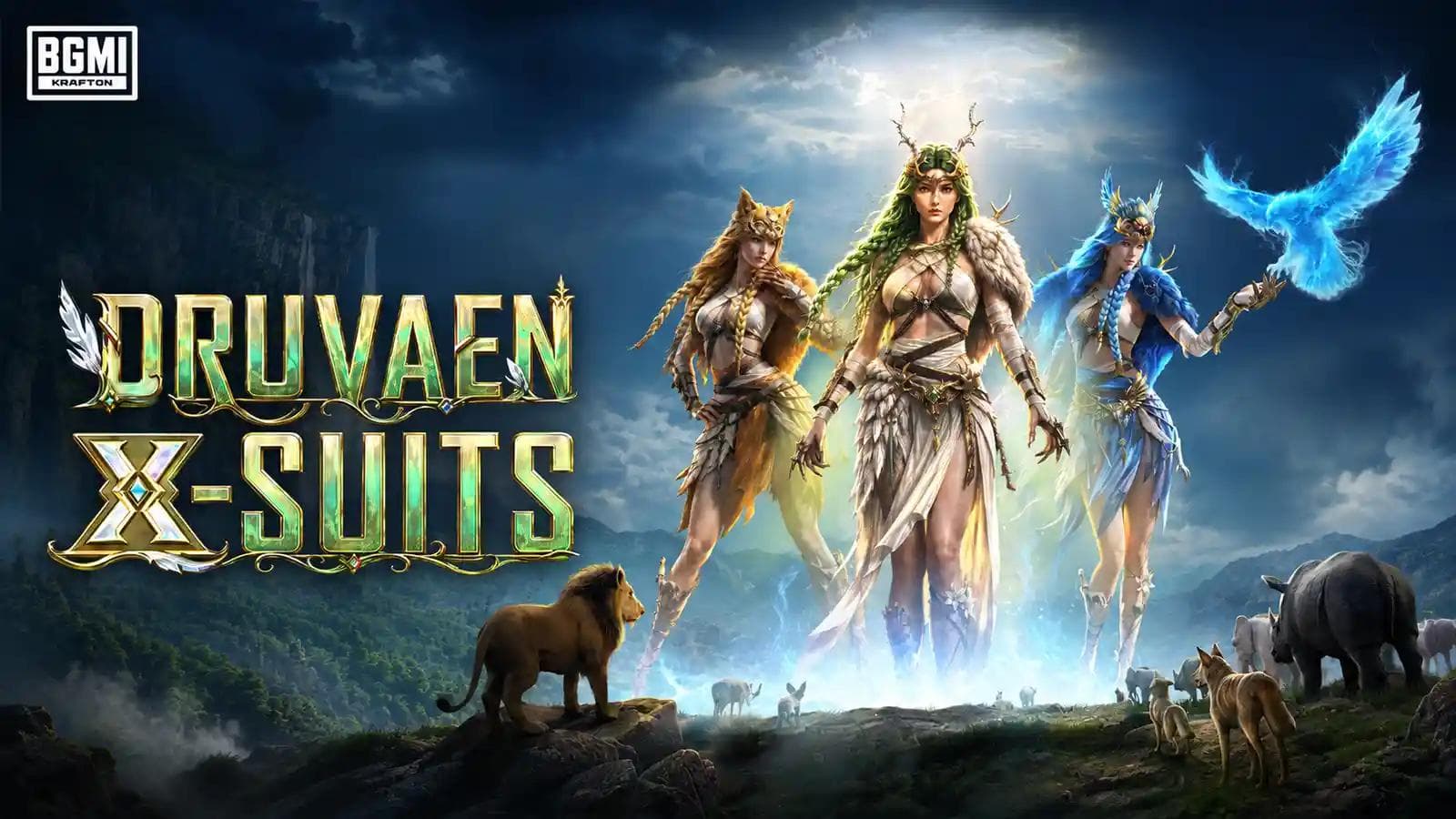 BGMI 4.5 update featuring the new Verdant, Pyre and Frost Druvaen X-Suits with the gameplay-based upgrade system