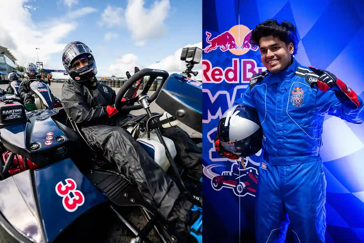 Jonathan Gaming and Shreeman Legend take part in Red Bull's Max vs 100 karting challenge at Silverstone